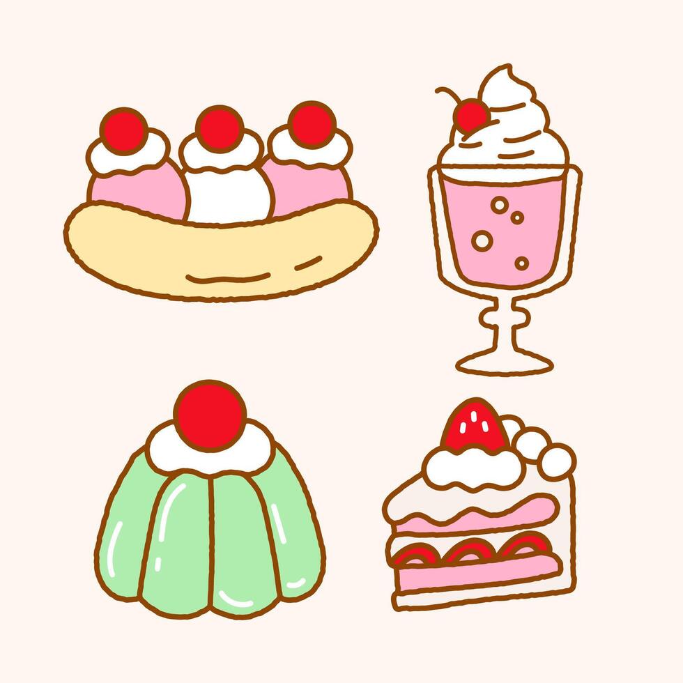 Cute Handdrawn Dessert Illustration vector