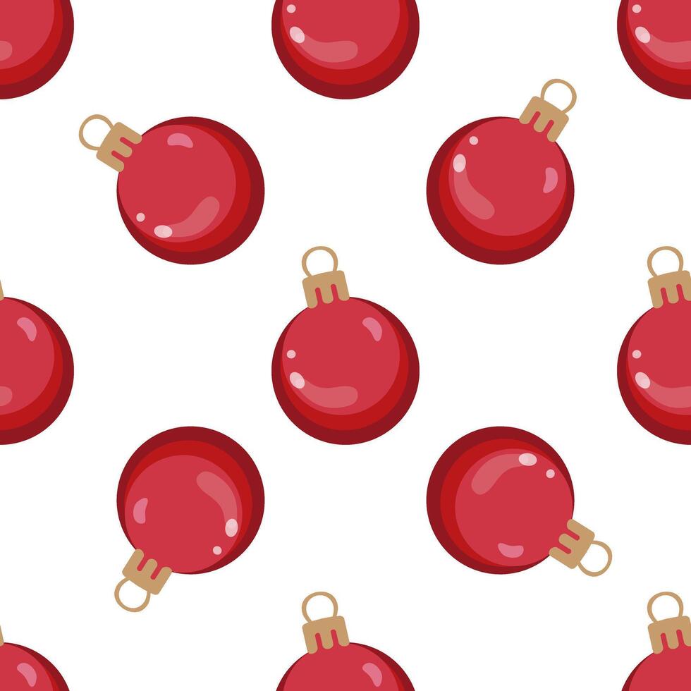 Red Christmas ornament seamless pattern with glossy finish illustration vector