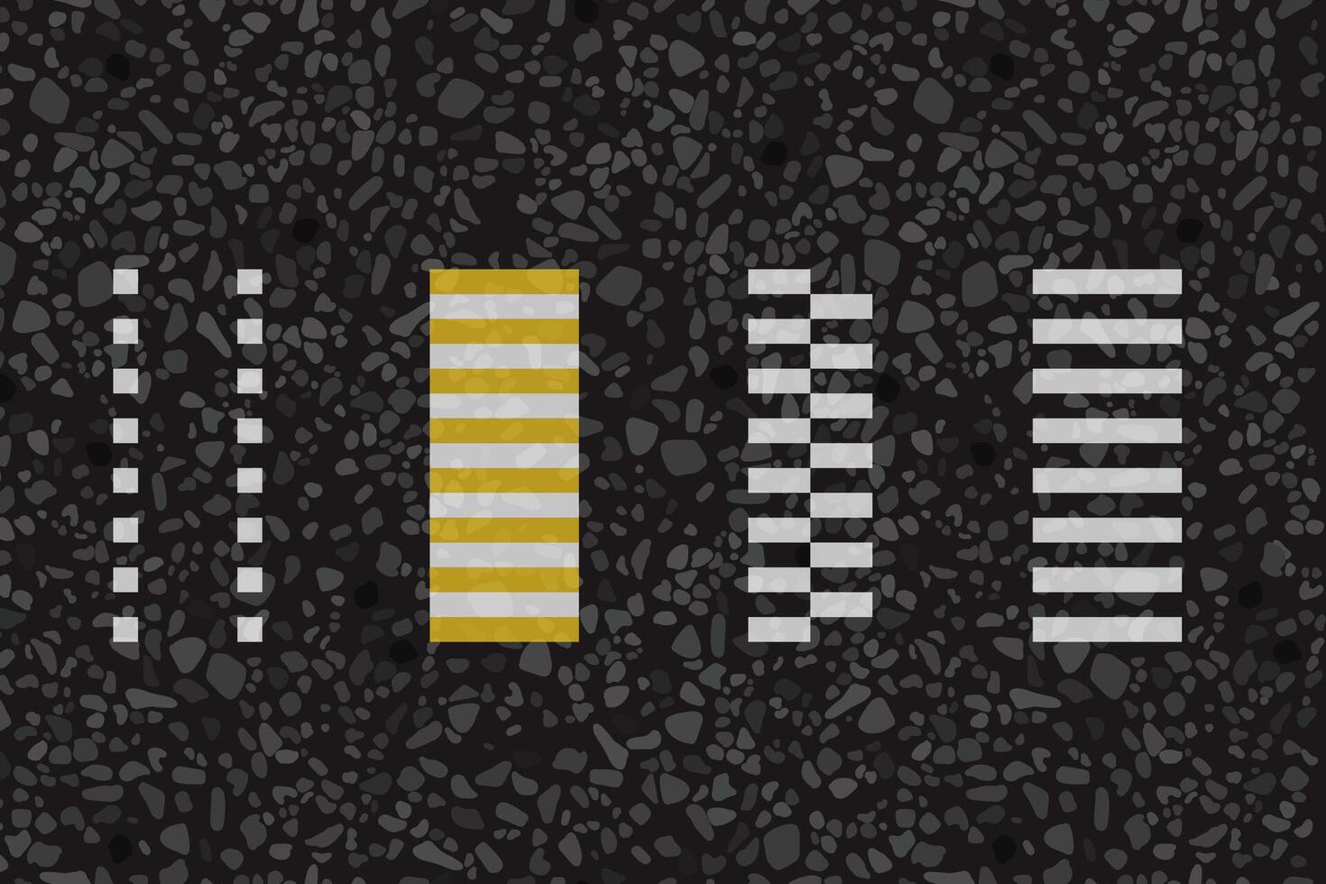 Horizontal road markings, pedestrian crossing illustration. Traffic laws, roadway signs top view. vector