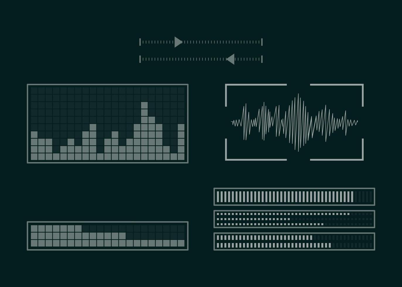 The screen with the audio program. The set of equalizer. Sound setting. vector