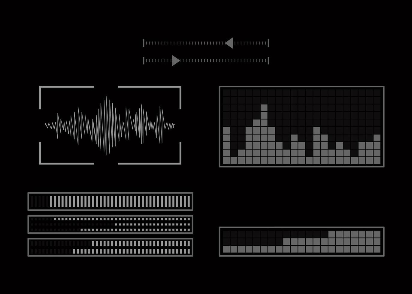 The screen with the audio program. The set of equalizer. Music setting. vector