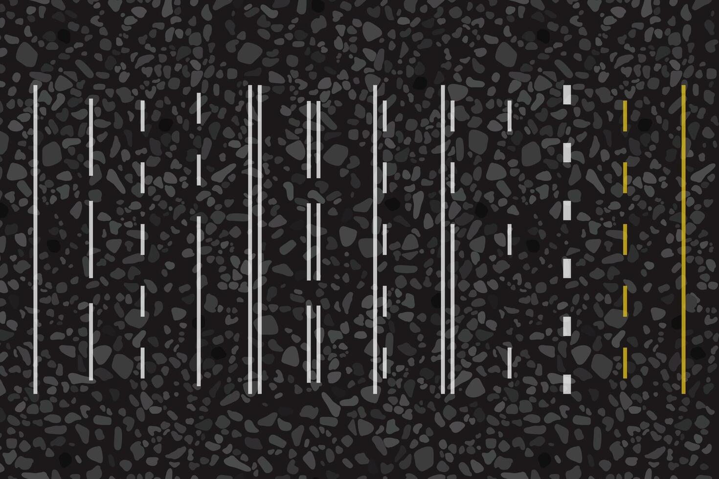 Horizontal road markings set, dividing lines. Traffic laws, roadway signs top view. vector