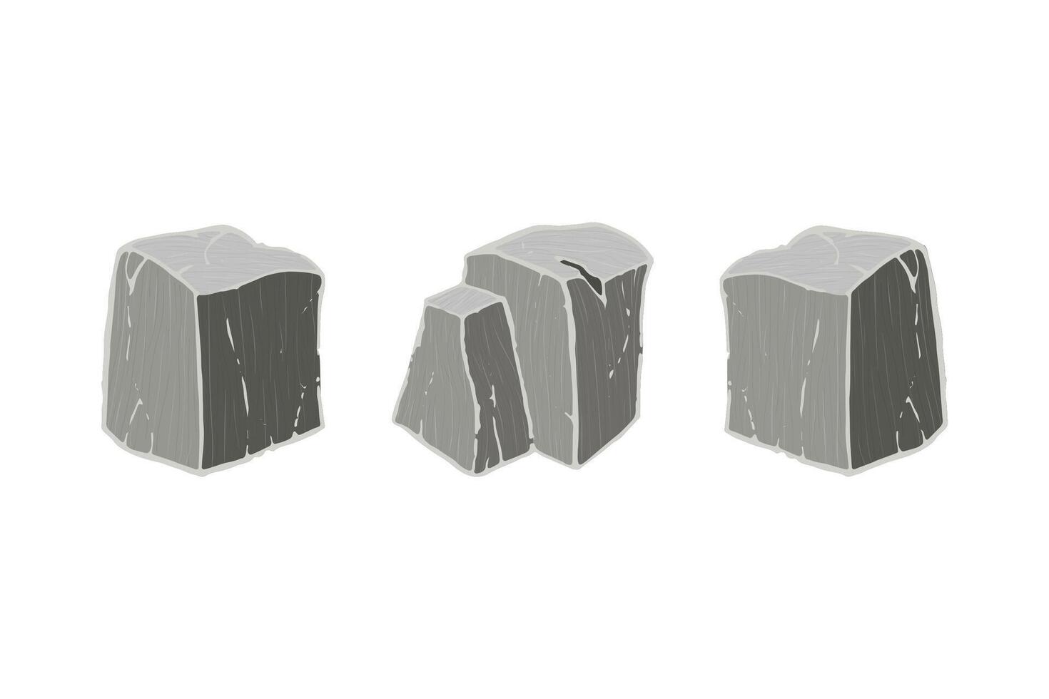 Cube shape stone set. Different rock blocks. vector