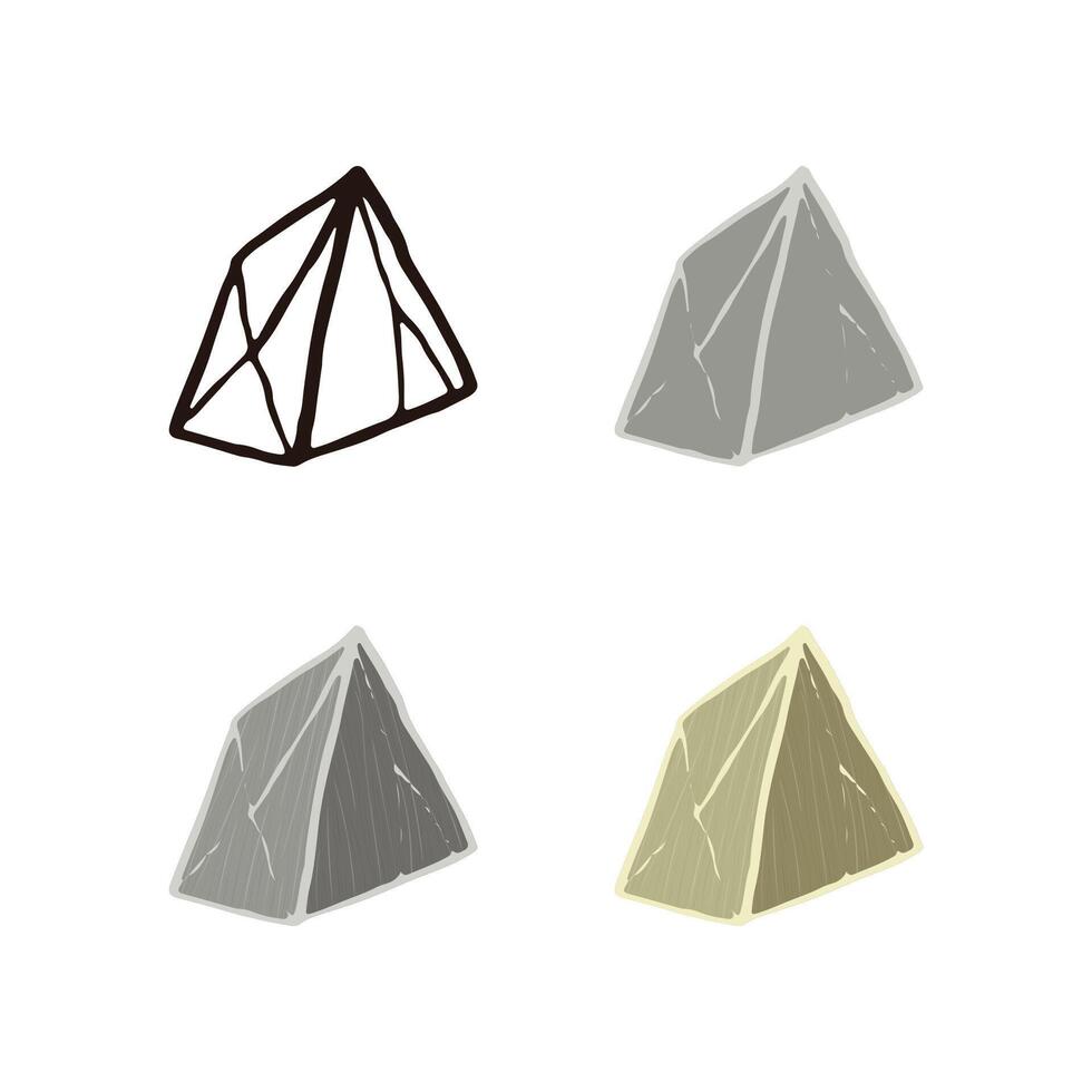 Stone set pyramid shape. Outline sketch, flat style and realistic. vector