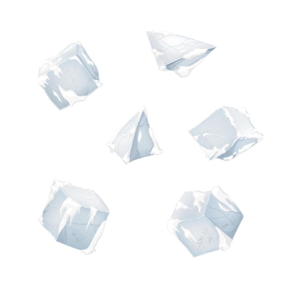 Ice and snow blocks. 3D design. White background. vector