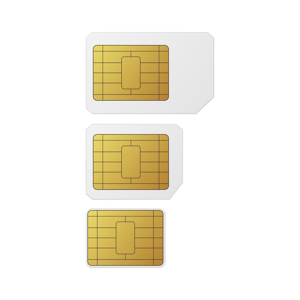 SIM cards set. Nano, micro, standard. Mobile networks vector