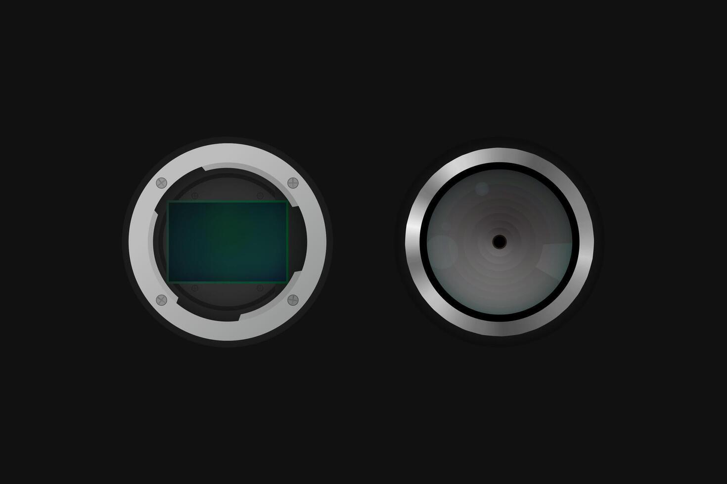 Image sensor and photo lens. Camera equipment. vector