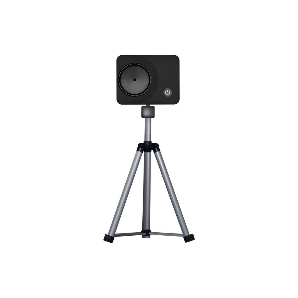 Action camera on a tripod. Equipment for movie. vector