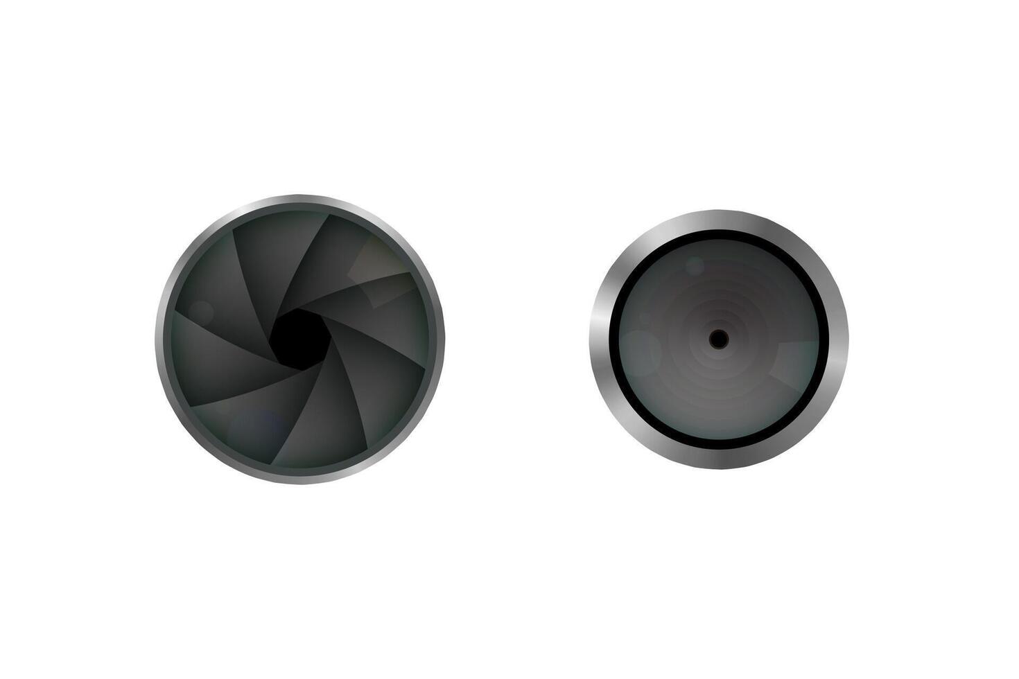 Shutter and lens. Camera parts. vector