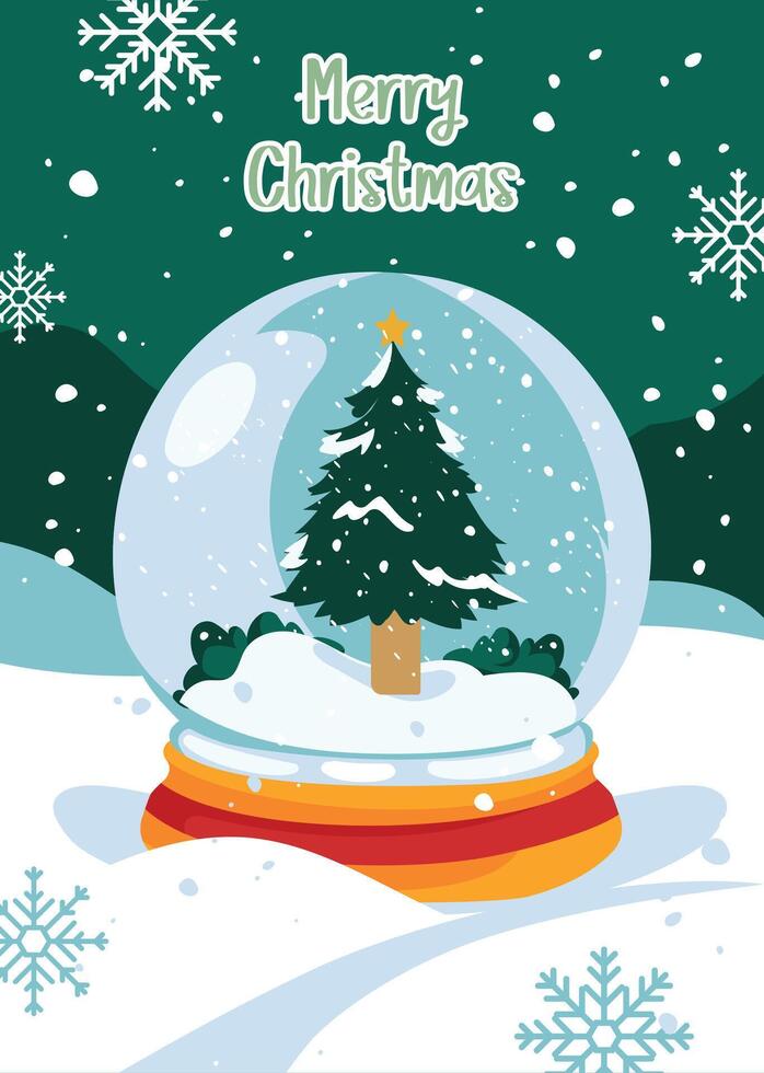 christmas card with trees and snow vector