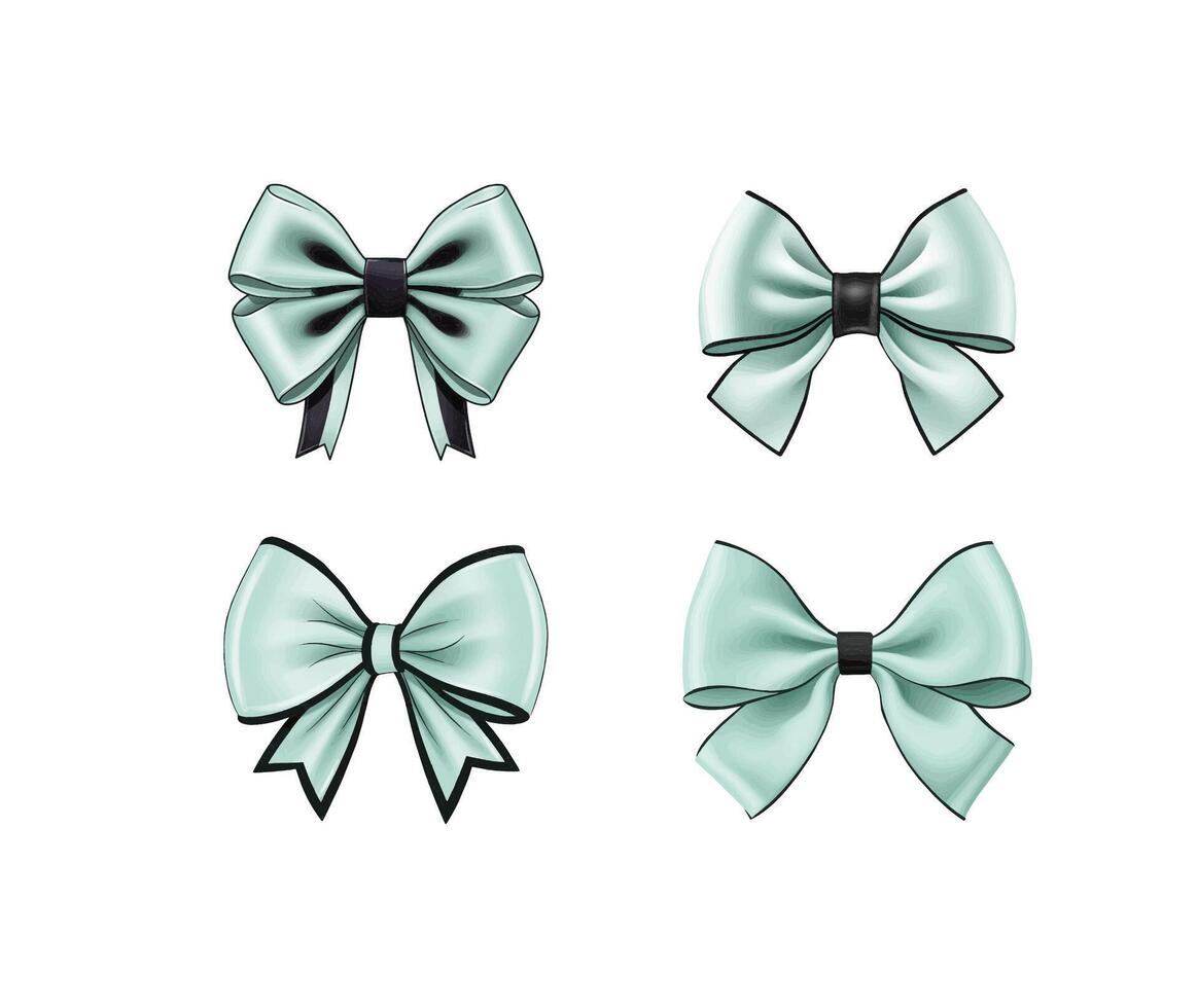 set of blue ribbons isolated on white vector
