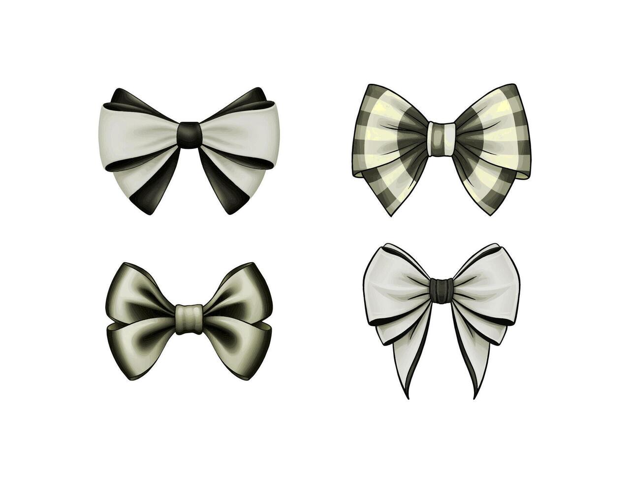 a set of bow tie with silver and black color vector