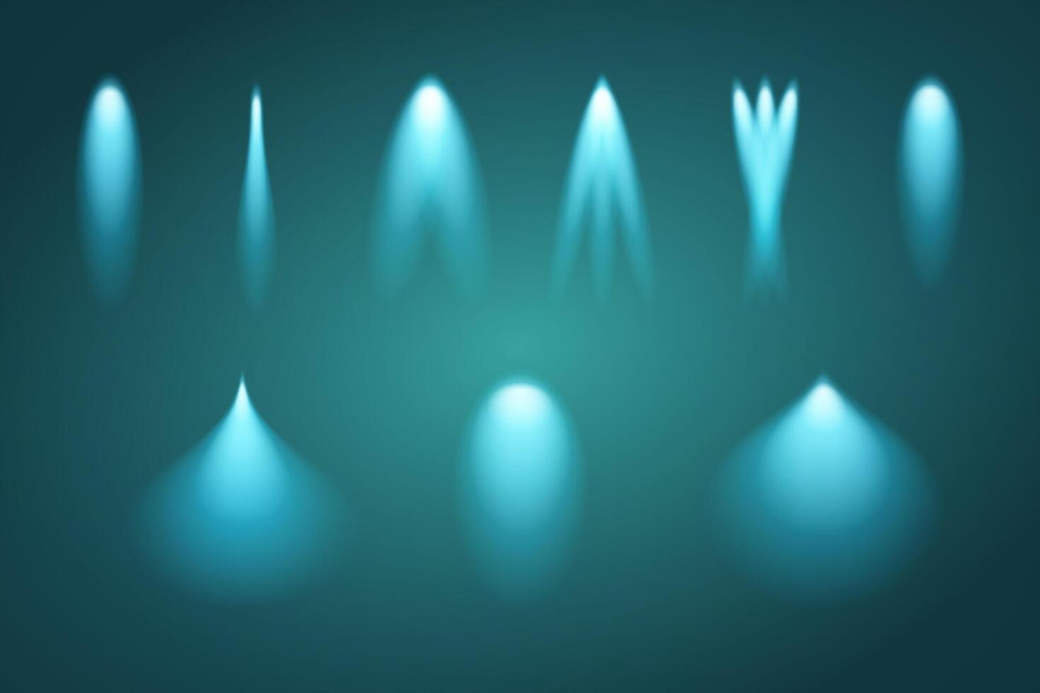 Set of light beams. Illustration of glow design. Blue illumination. vector
