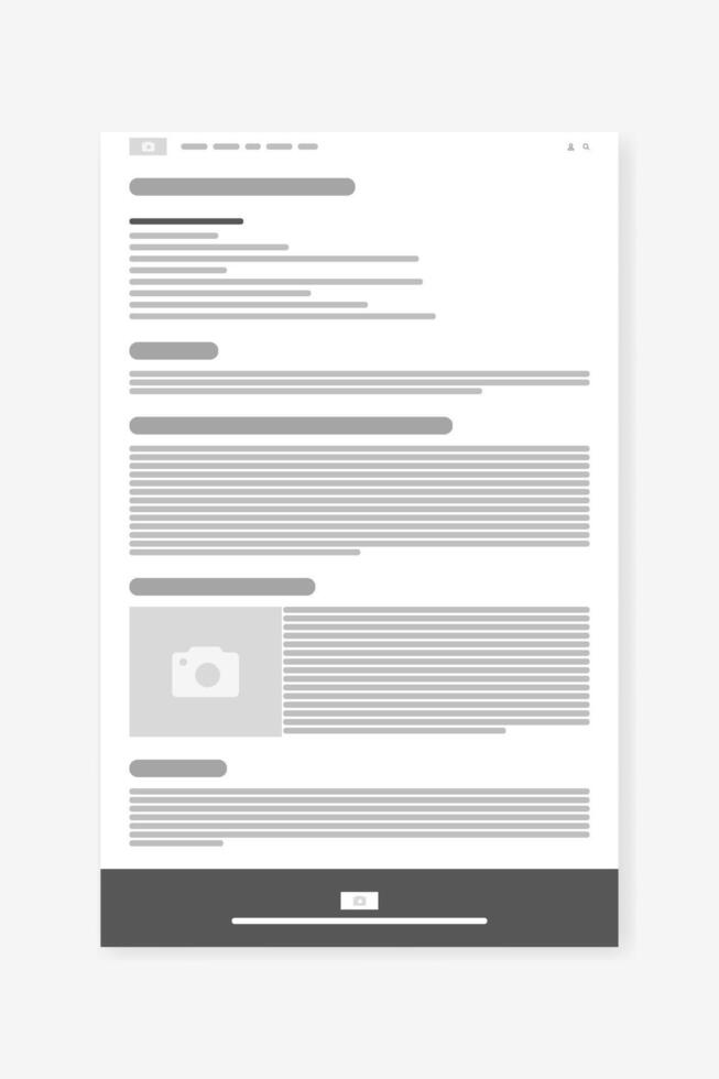 Wiki site Wireframe, Webpage prototype. Website Interface Web and UX UI Design. vector