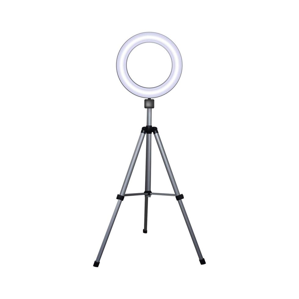 Circular Speed Light for professional camera. Photographic equipment on tripod. vector
