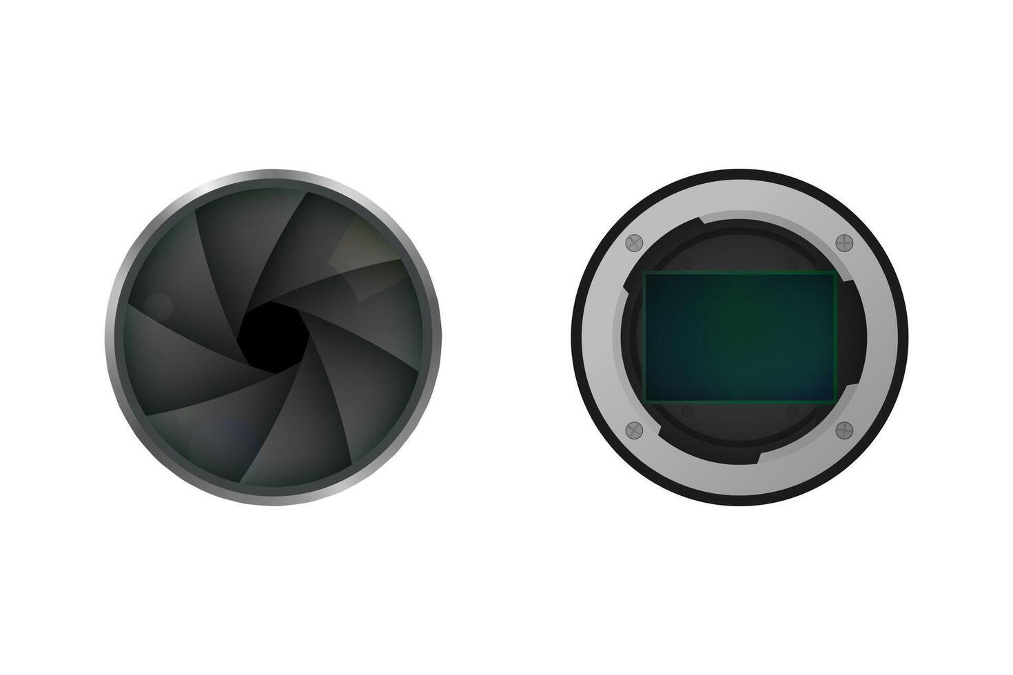Image sensor and shutter. Camera equipment. vector