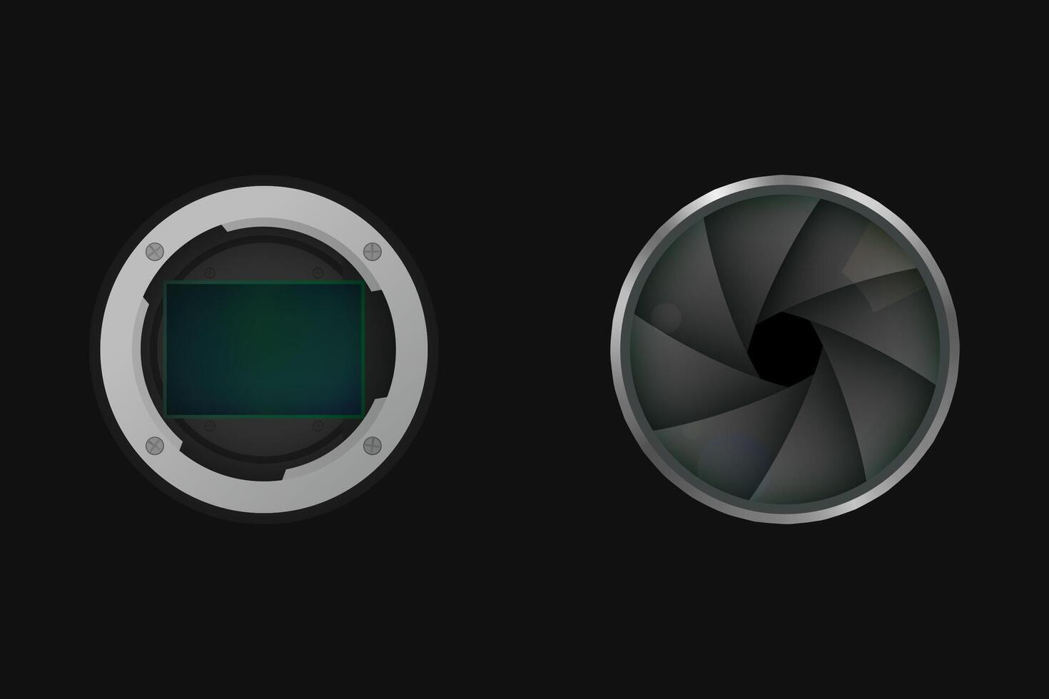 Image sensor and shutter. Camera matrix. vector