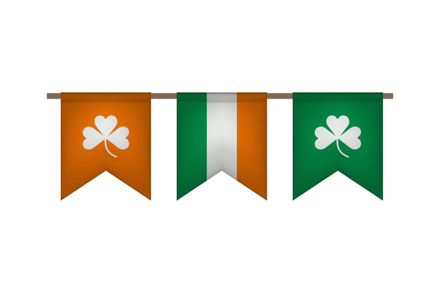 Ireland flag garland with clover. Carnaval and festival decoration. vector