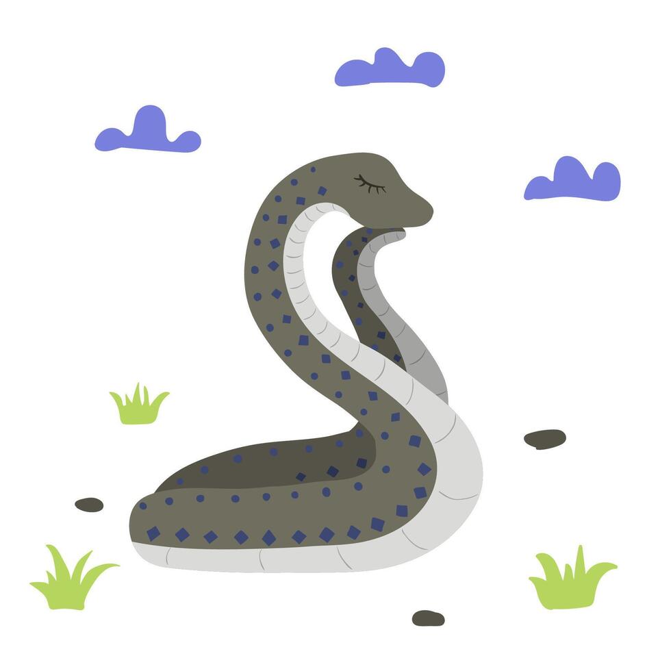 Snake, cloud and grass. Sweet dreams vector