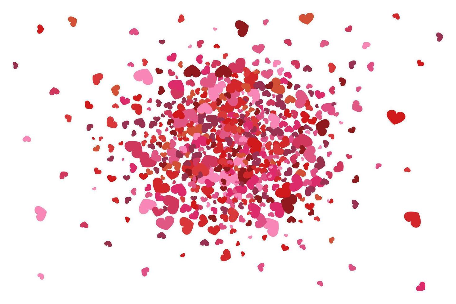Explosion of the shapes of hearts. Pink confetti. Valentines Day. vector