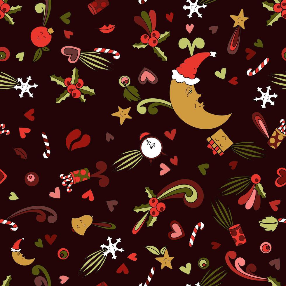 Christmas cartoon design. Seamless pattern background. Doodle illustration. vector