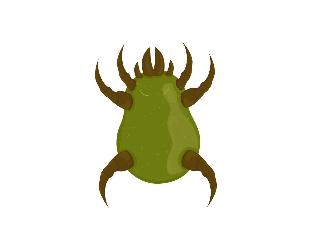 Green dust mite. Microscopic dangerous insect causes asthma, allergy, infection and dermatitis. vector