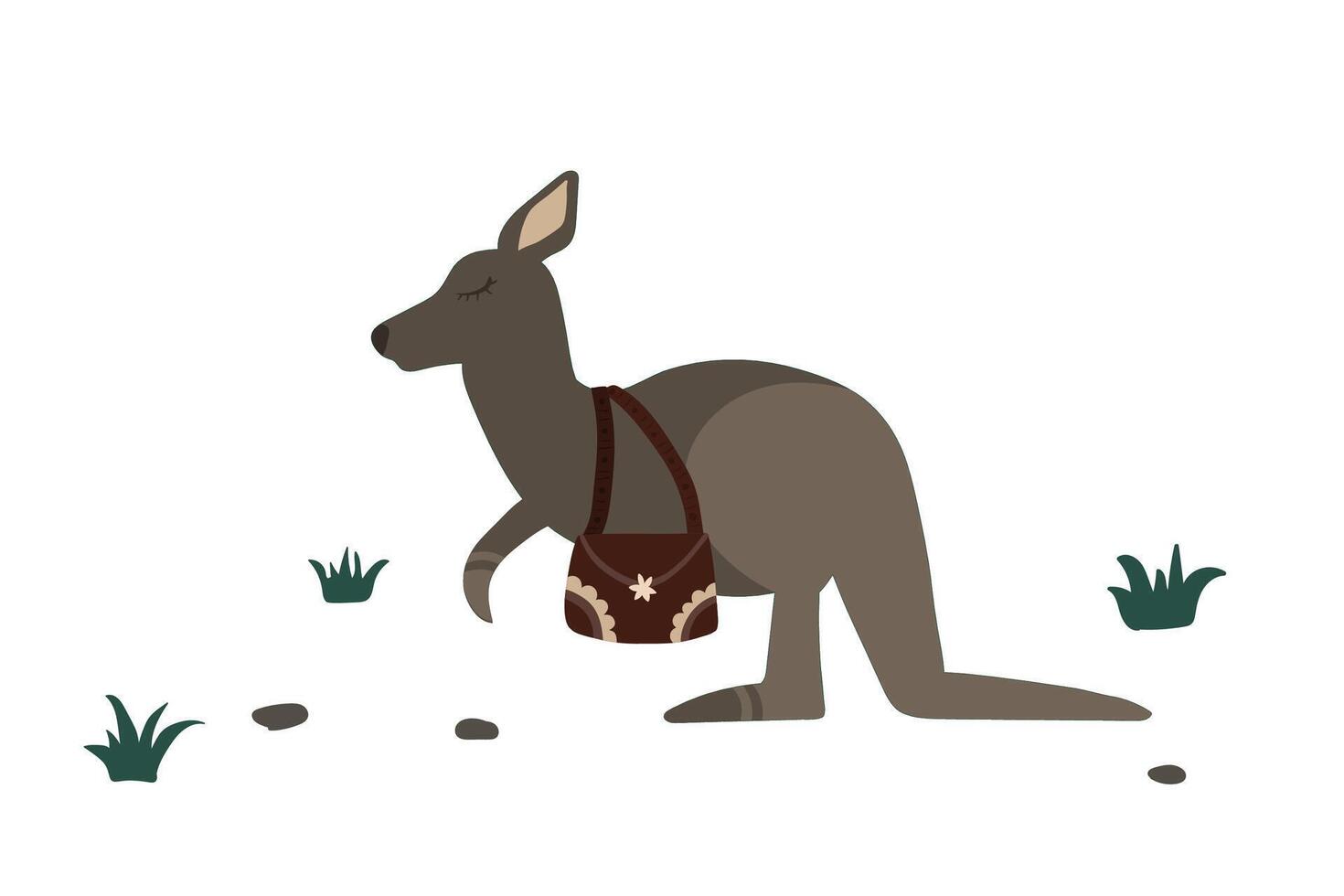 Kangaroo with bag. Sweet dreams. Australian animal. vector
