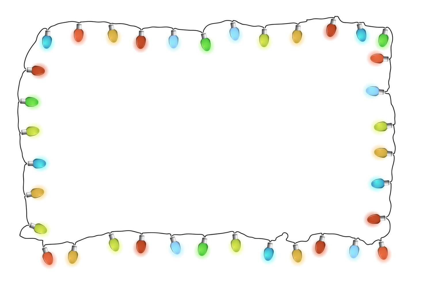 Lights bulb garlands frame. New Year. vector