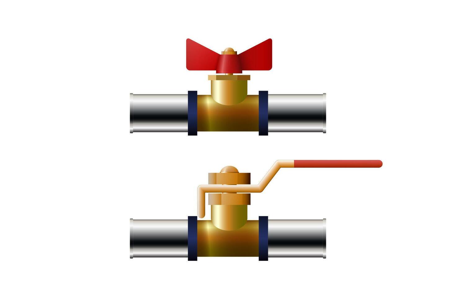 Faucet for pipe. Plastic tube fitting. vector