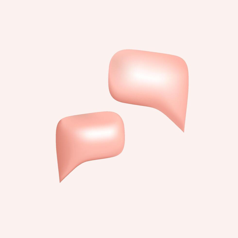 Pink 3d bubble speeches on white background. Blank messenger without text, online chat template. vector
