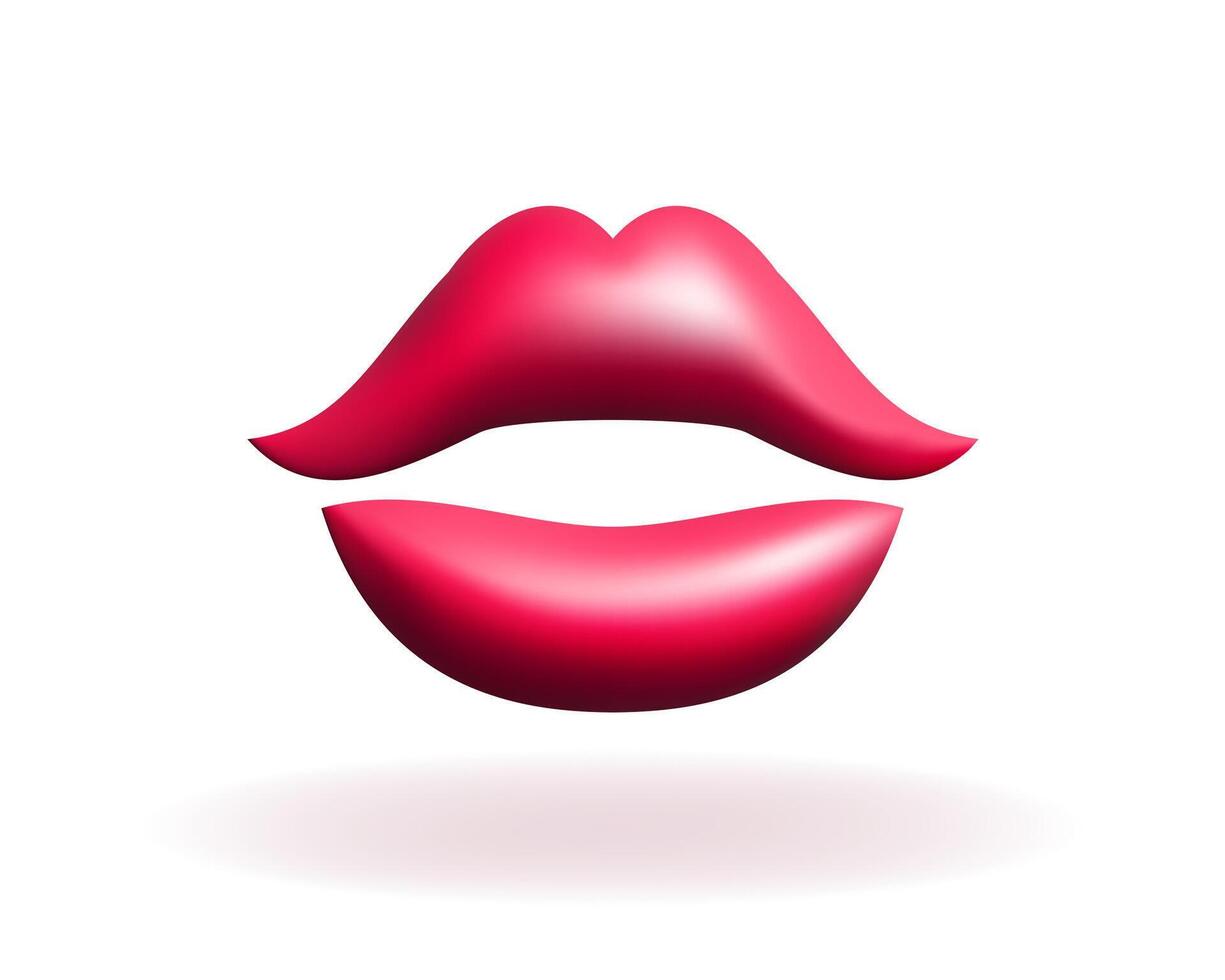 3d red abstract lips illustration design. Sexy mouth, lipstick, makeup, make up. vector
