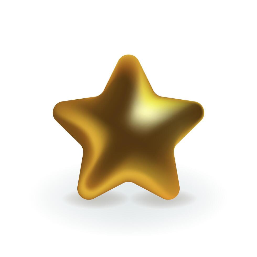 Gold 3D star icons. Mobile, website, rank or win symbols set. vector