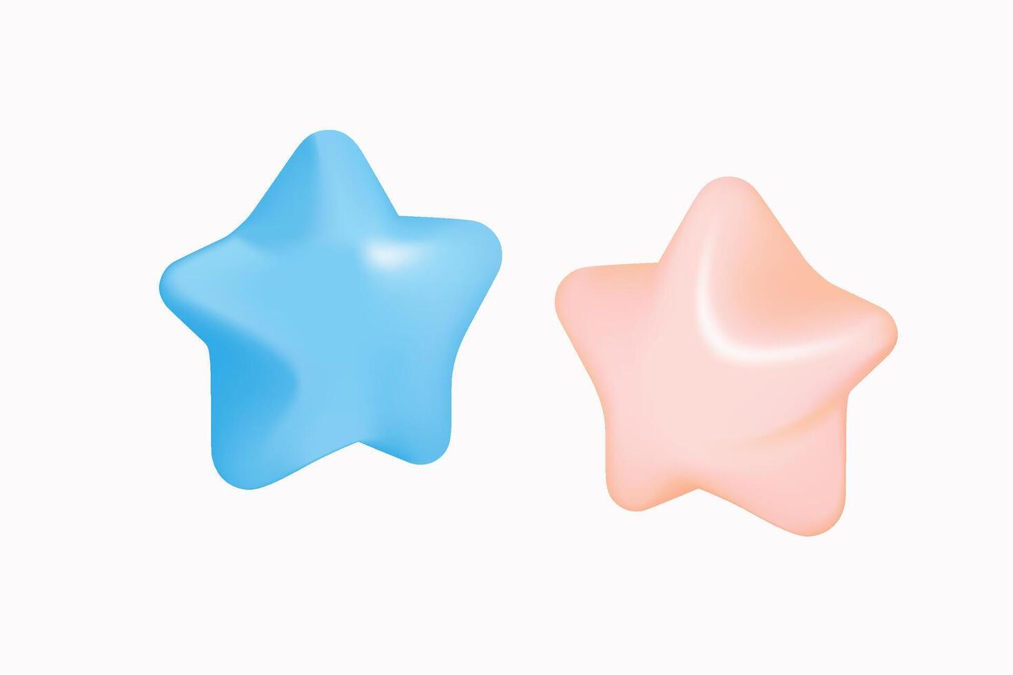 Pastel colors 3D stars. Mobile, web, rank or award icons set. vector