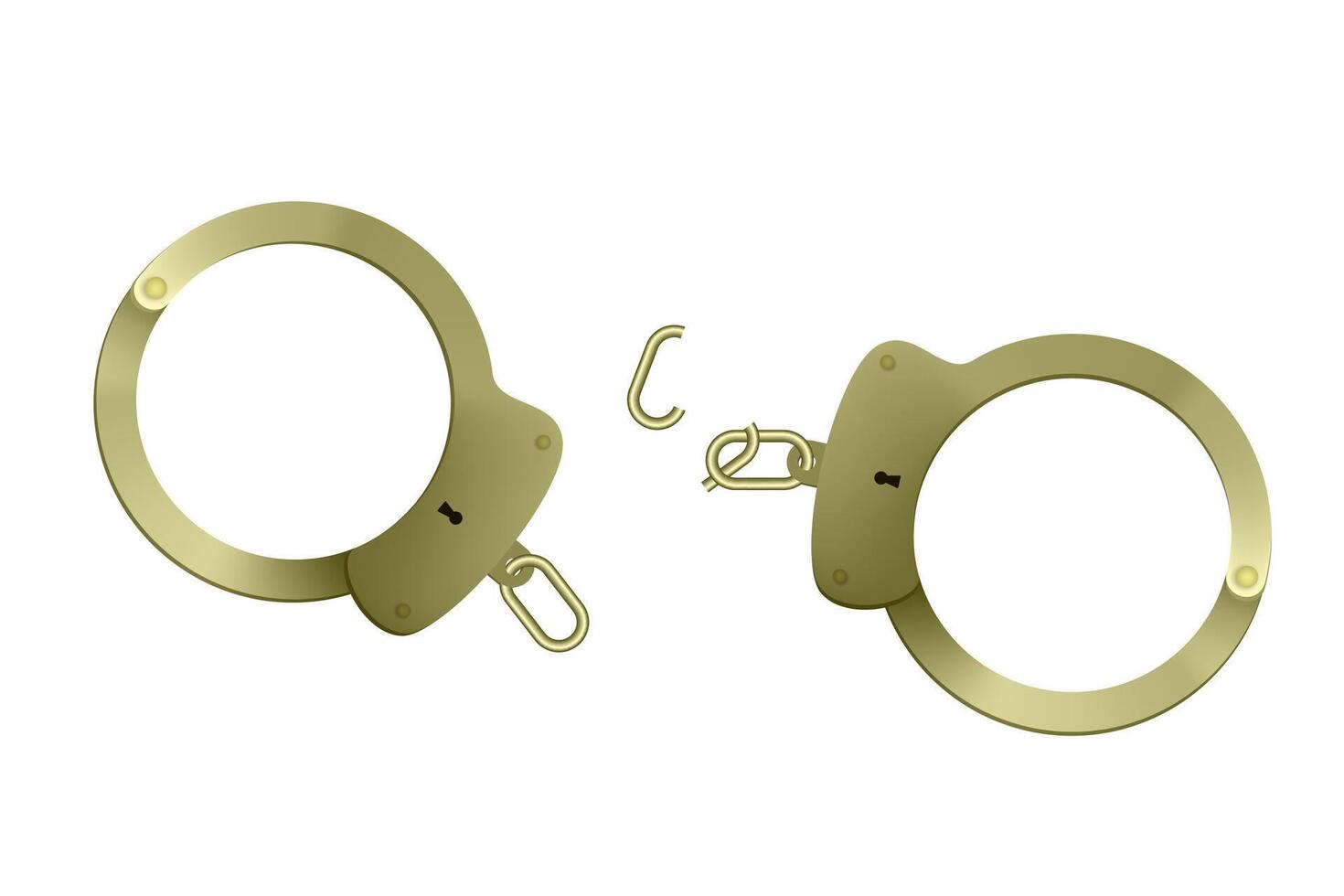 Broken gold handcuffs. The perpetrator escaped. vector
