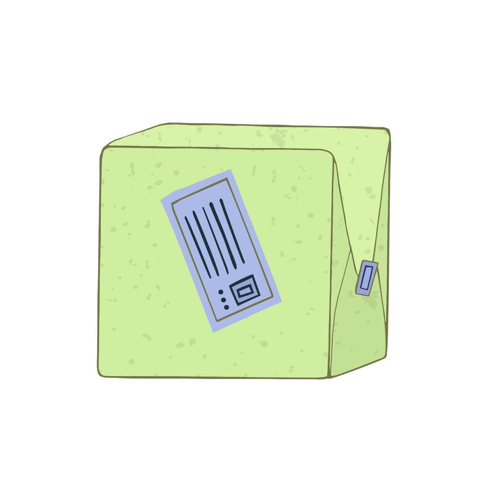 Parcel in a closed box. Mail export. vector