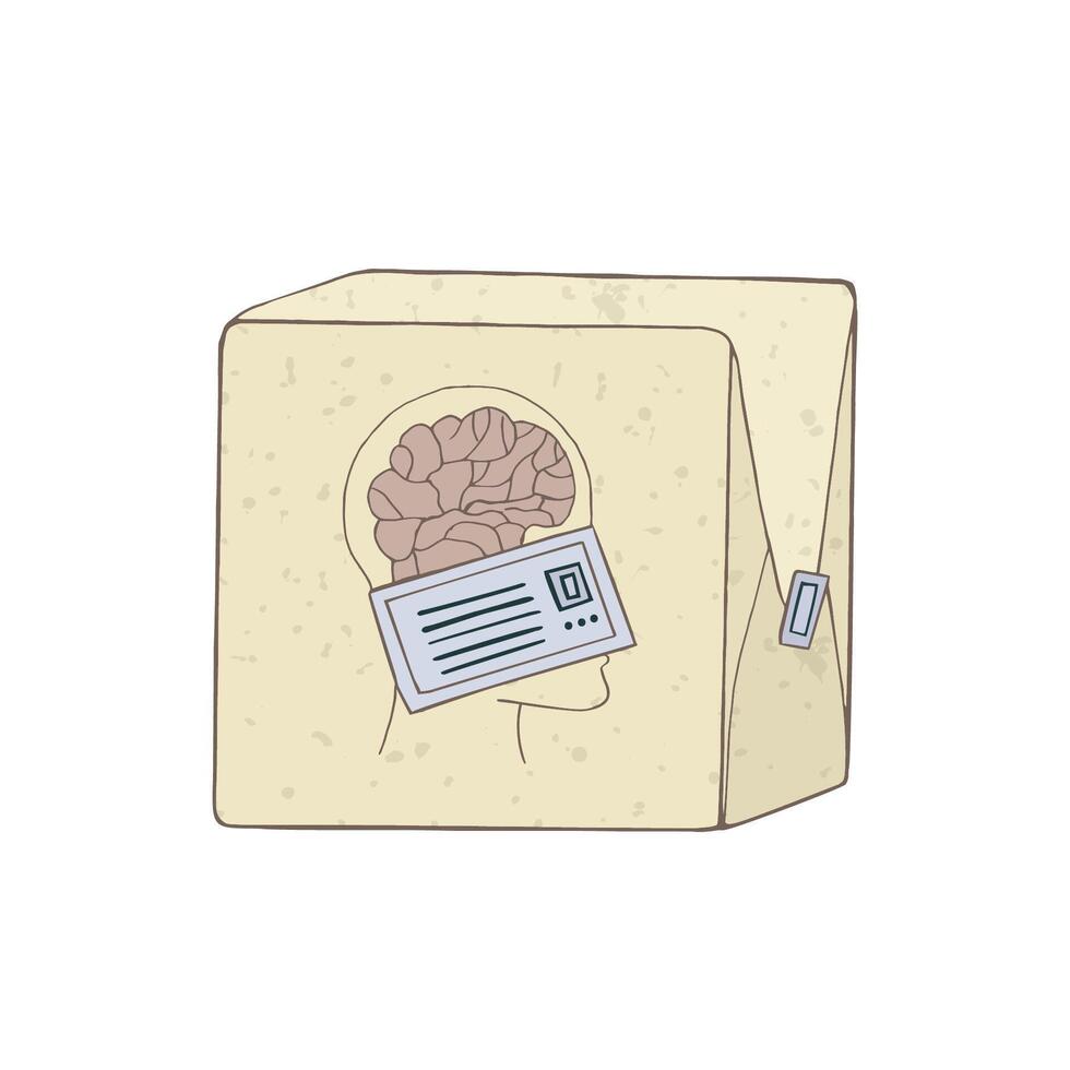 Brain drain problem. Smart people are leaving the country. Sending symbolizing mind. vector