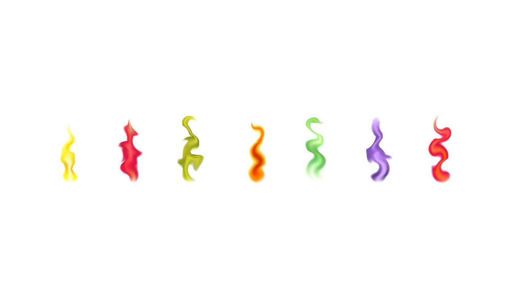 Chemistry experiment with sodium, strontium, barium, potassium, copper, calcium, lithium burning. Metal fire on white background. Multicolor fire illustration. vector