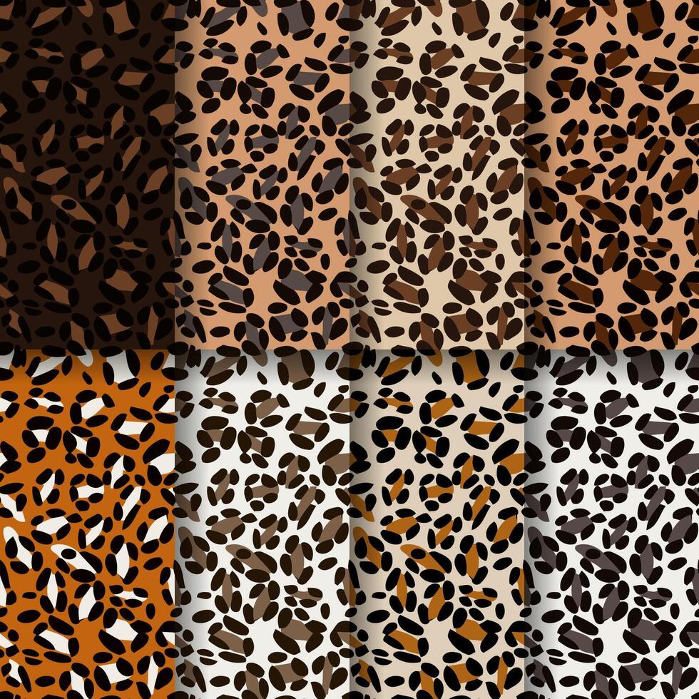 Leopard print skin. Wildlife seamless pattern background set. Africa style wallpaper. vector