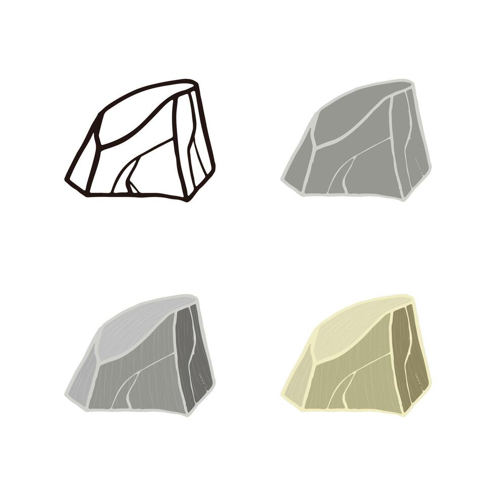 Stone set mountain. Outline sketch, flat style and realistic. vector