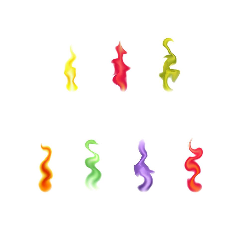 Chemistry experiment with sodium, strontium, barium, potassium, copper, calcium, lithium combustion. Metal fire on white background. Multicolor fire illustration. vector