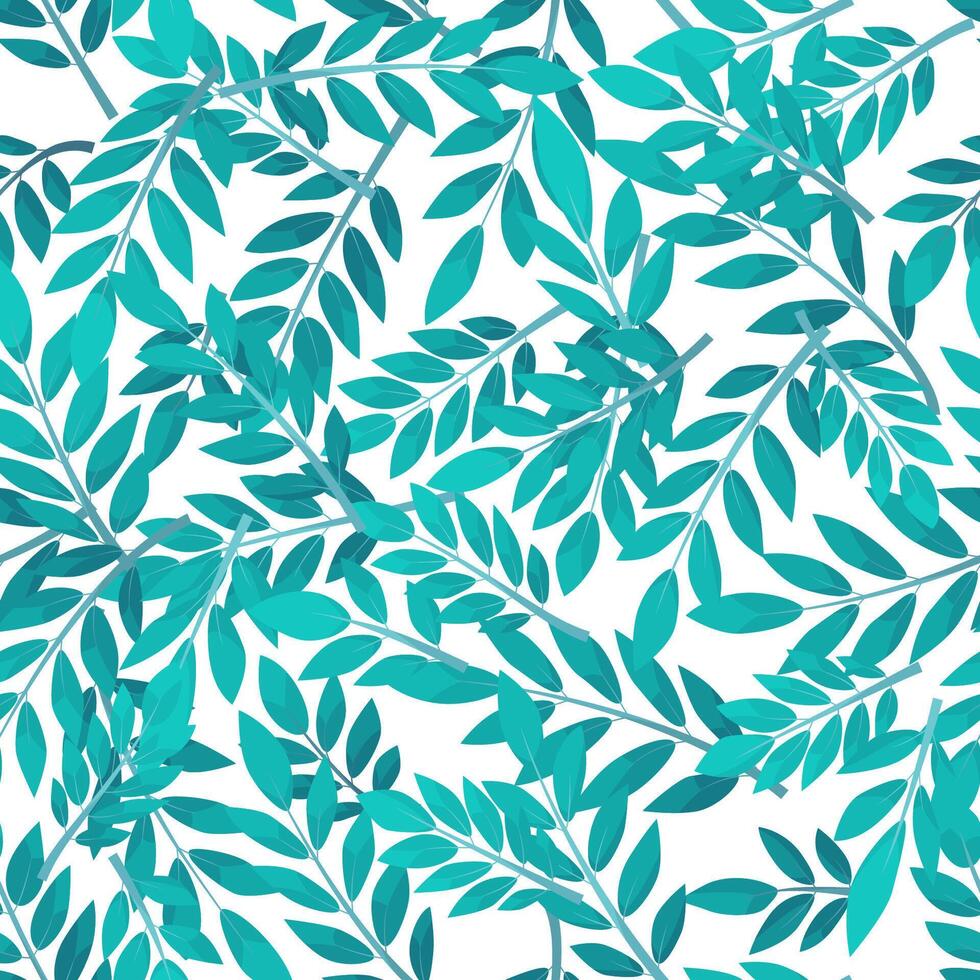 Blue seamless pattern leaves on while background.Wwrapping, wallpaper and fabric design. vector