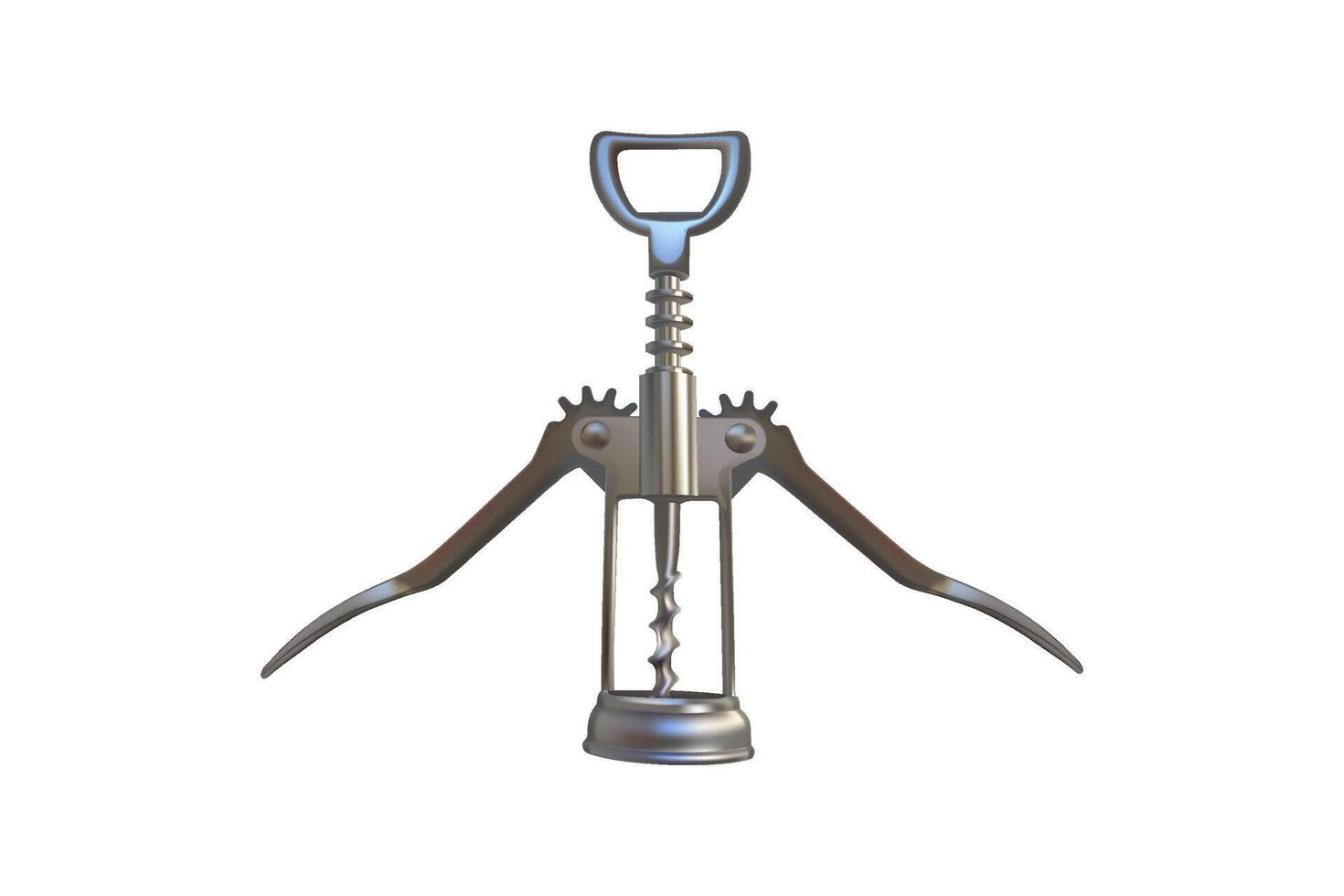 Corkscrew for opening wine bottles. White background. Kitchen appliance. vector