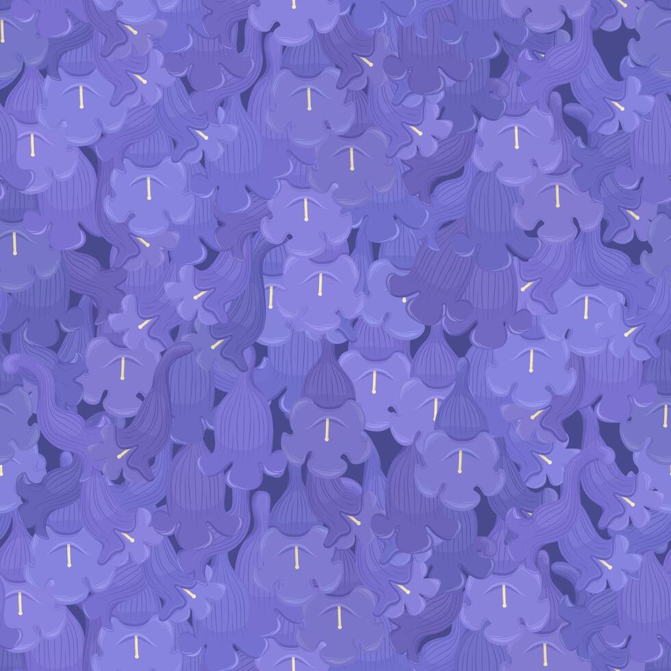 Jacaranda Mimosifolia, lilac flowers seamless pattern background. Beautiful floral wrapper. vector