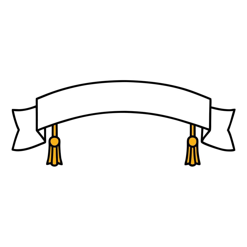 A white ribbon with tassels on it vector