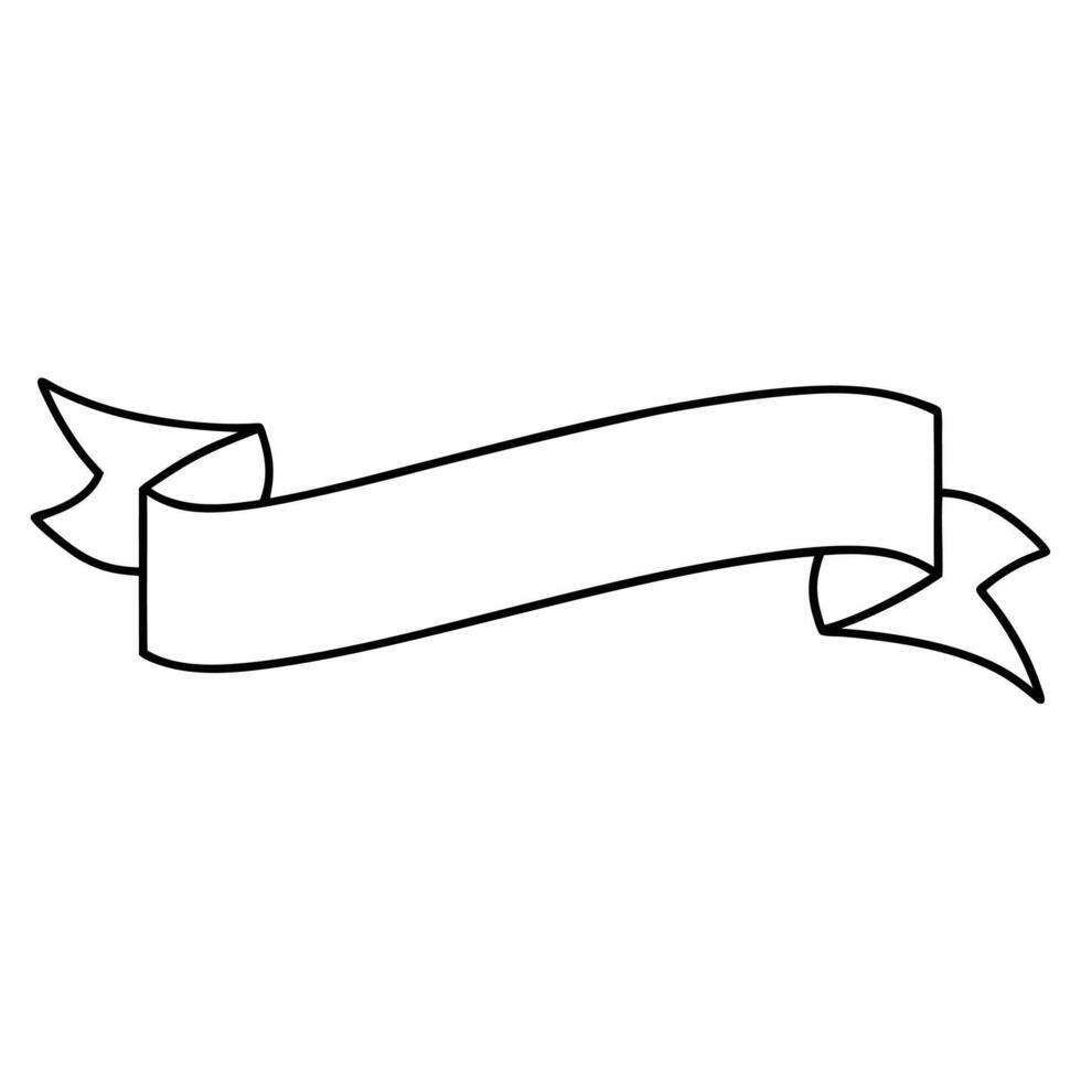 Ribbon banner outline illustration vector