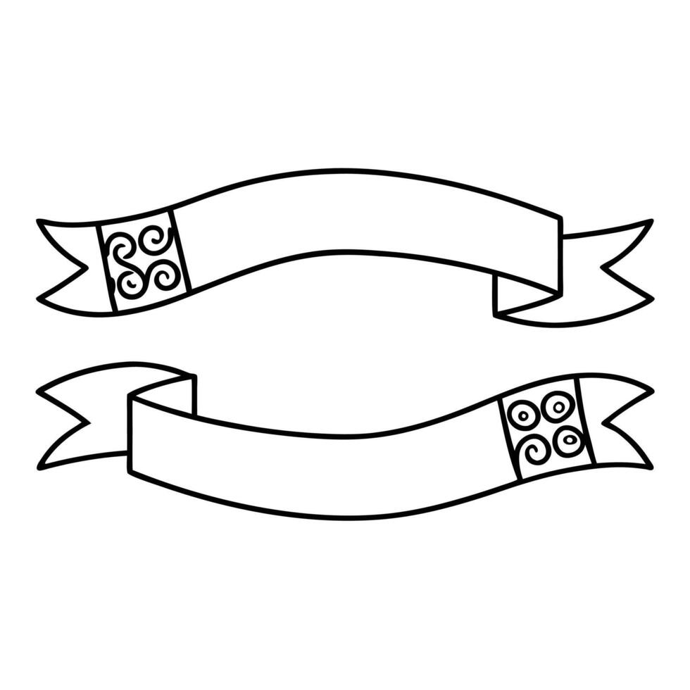 Ribbons and scrolls in black and white vector
