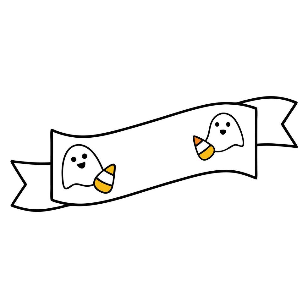 Halloween banner with ghost and candy corn vector