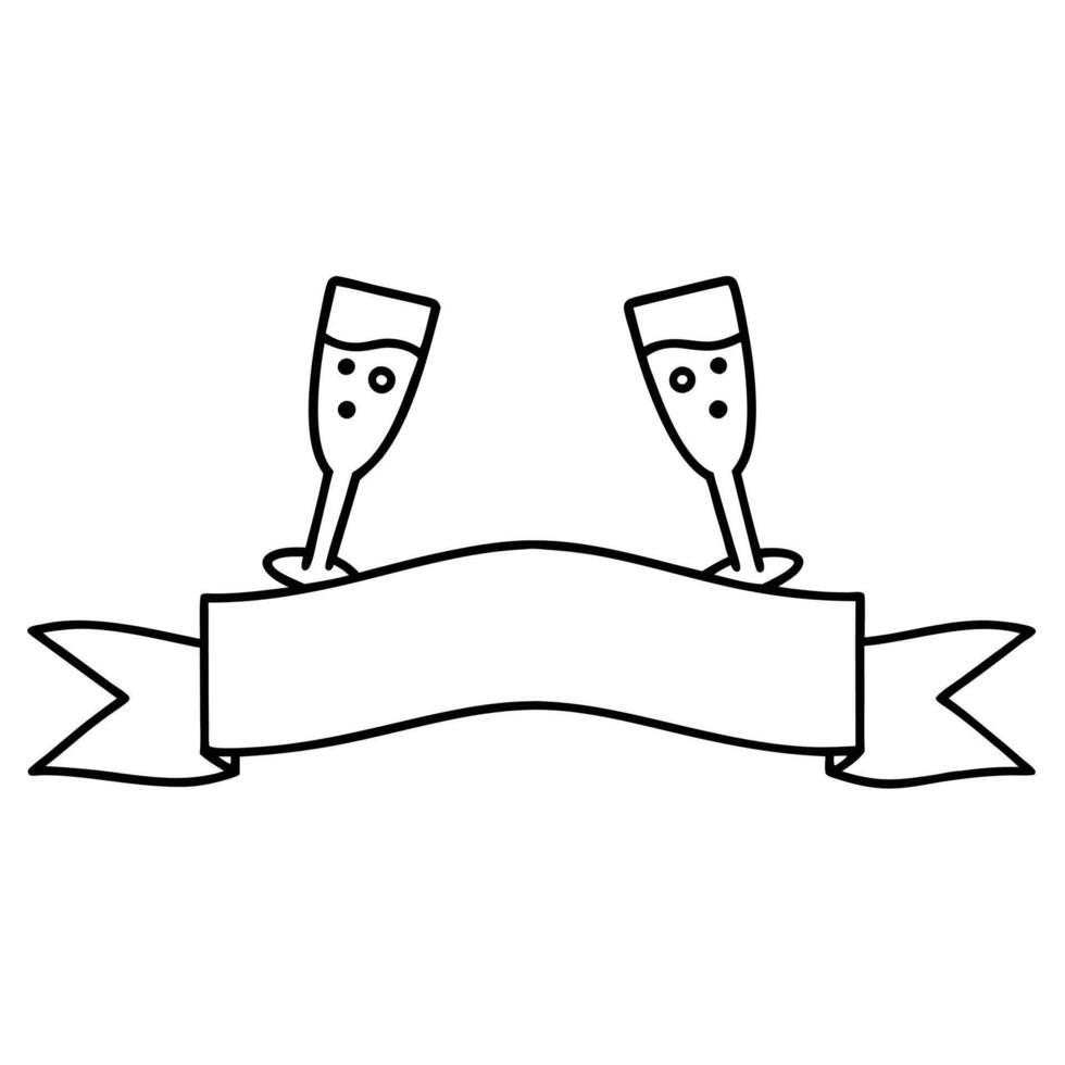 Two champagne glasses with ribbon on a white background vector