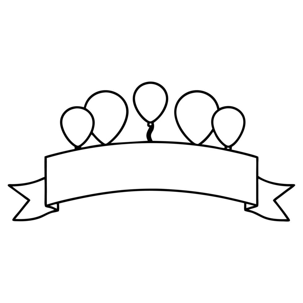 A black and white drawing of balloons with a banner vector