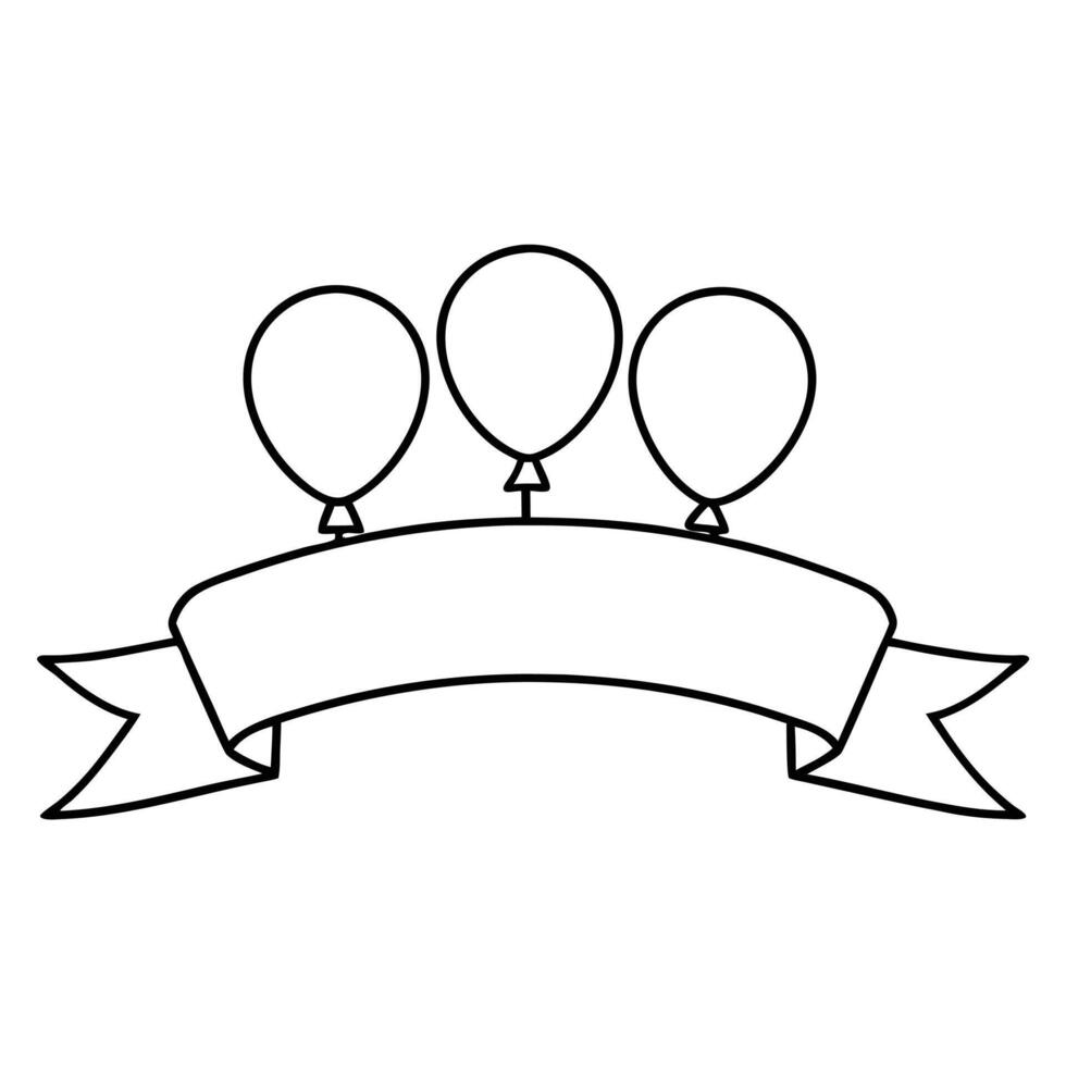 Three balloons with ribbon on a white background vector